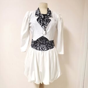 80s Cropped Jacket & Dropped Waist Balloon Dress 2-Piece Set